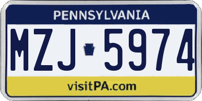 PA license plate MZJ5974