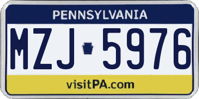 PA license plate MZJ5976