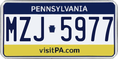 PA license plate MZJ5977