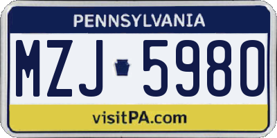 PA license plate MZJ5980