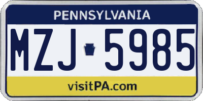 PA license plate MZJ5985
