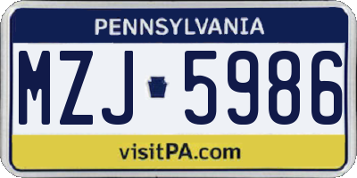 PA license plate MZJ5986