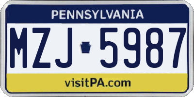 PA license plate MZJ5987