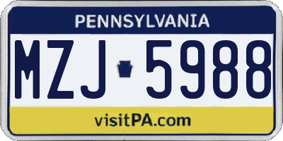 PA license plate MZJ5988