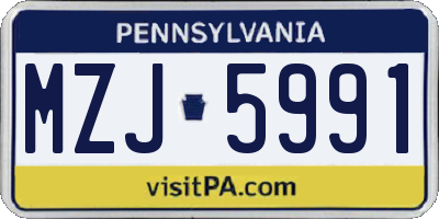 PA license plate MZJ5991