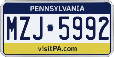PA license plate MZJ5992
