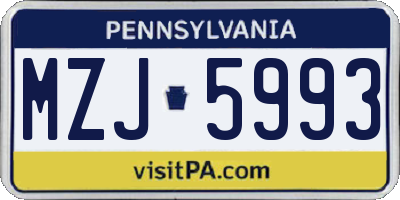 PA license plate MZJ5993