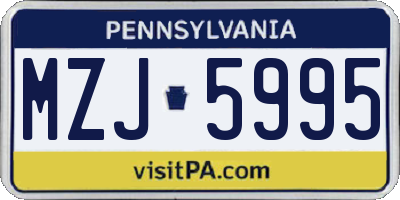 PA license plate MZJ5995