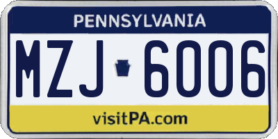 PA license plate MZJ6006