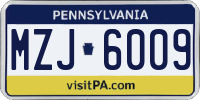 PA license plate MZJ6009