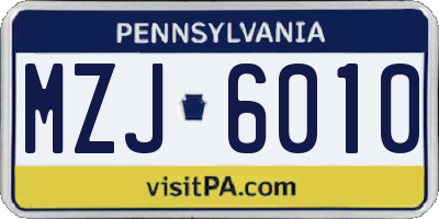 PA license plate MZJ6010