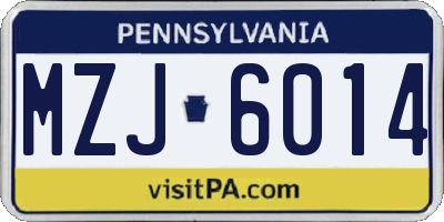 PA license plate MZJ6014