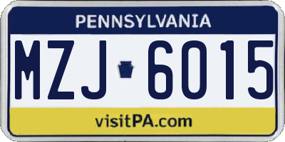 PA license plate MZJ6015