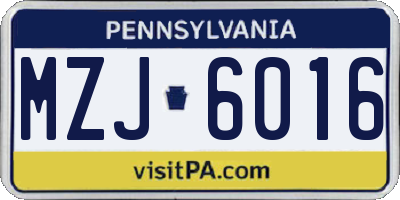 PA license plate MZJ6016