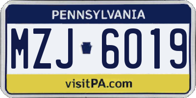 PA license plate MZJ6019