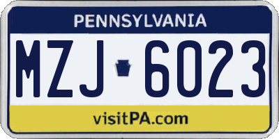 PA license plate MZJ6023