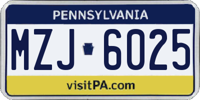 PA license plate MZJ6025