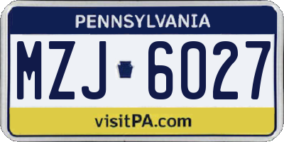 PA license plate MZJ6027
