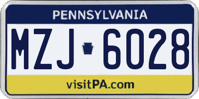 PA license plate MZJ6028