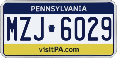 PA license plate MZJ6029
