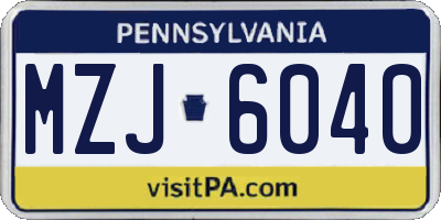 PA license plate MZJ6040