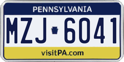 PA license plate MZJ6041