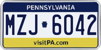 PA license plate MZJ6042