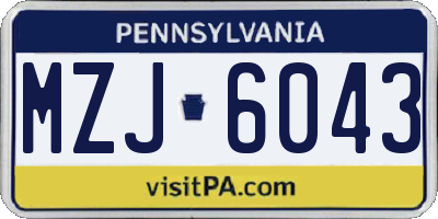 PA license plate MZJ6043