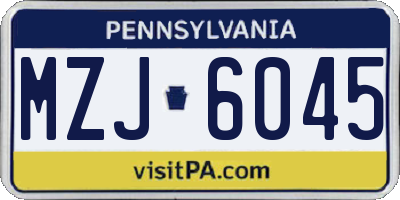 PA license plate MZJ6045