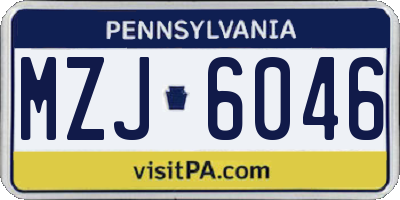PA license plate MZJ6046