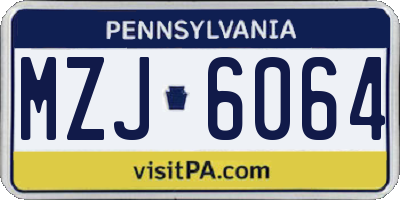 PA license plate MZJ6064