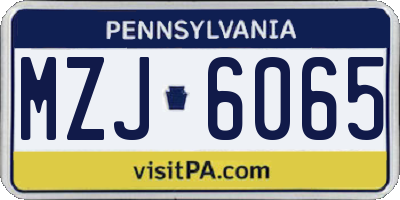 PA license plate MZJ6065