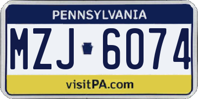 PA license plate MZJ6074