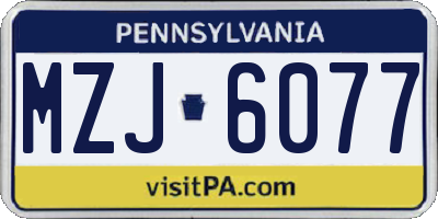 PA license plate MZJ6077