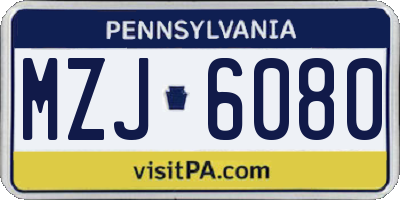 PA license plate MZJ6080