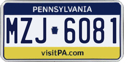 PA license plate MZJ6081