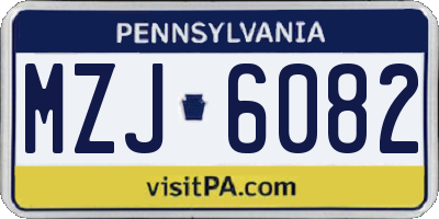 PA license plate MZJ6082