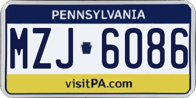 PA license plate MZJ6086