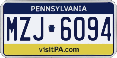 PA license plate MZJ6094