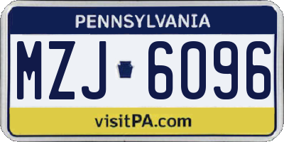 PA license plate MZJ6096