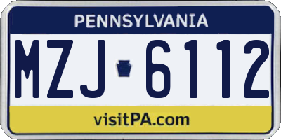 PA license plate MZJ6112