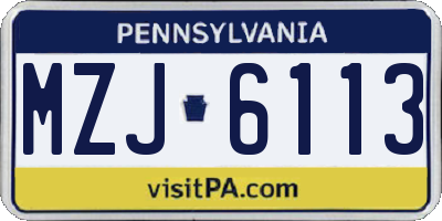 PA license plate MZJ6113