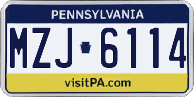 PA license plate MZJ6114