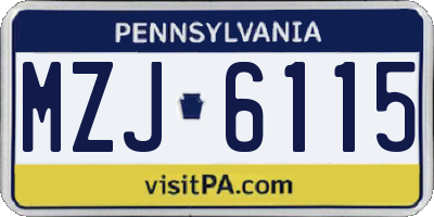 PA license plate MZJ6115