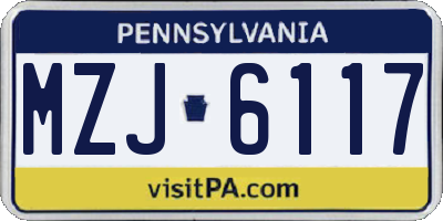 PA license plate MZJ6117
