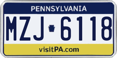 PA license plate MZJ6118