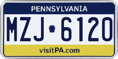 PA license plate MZJ6120