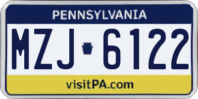PA license plate MZJ6122
