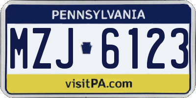 PA license plate MZJ6123