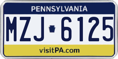 PA license plate MZJ6125